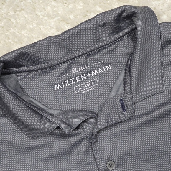 Mizzen+Main Mens‎ Performance Polo Shirt XL Gray Short Sleeve Golf Stretch - Picture 2 of 11